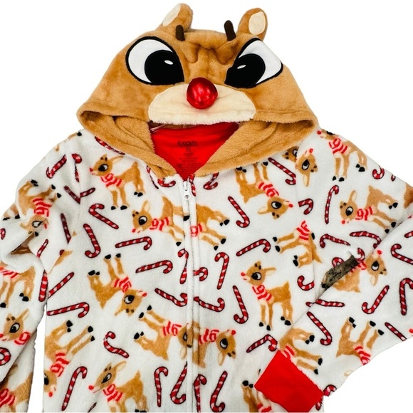 Rudolph the Red Nose Reindeer Other - NWOT Rudolph the Red-Nosed Reindeer Super Minky Union Suit Pockets Hood